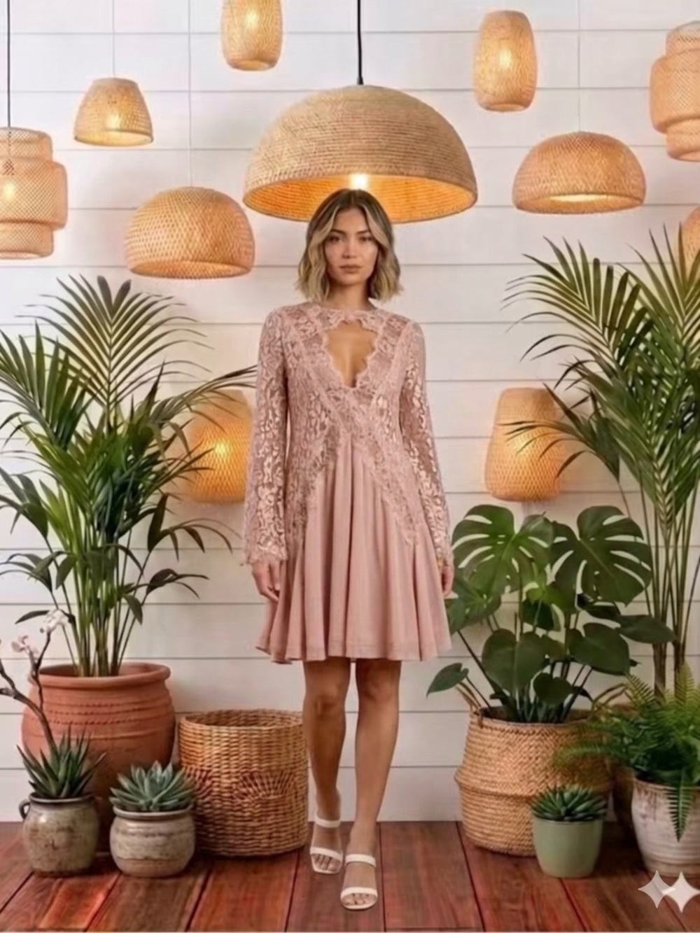 Altar’d State Mauve Lace Open Chest Dress
